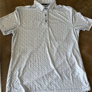 7 Diamonds White Polo Shirt with Geometric Pattern